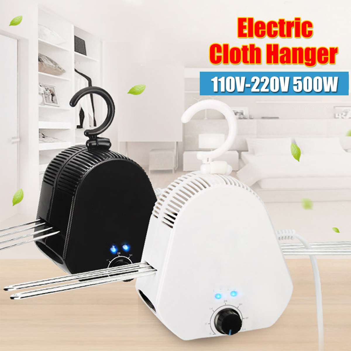 500W 110V-220V Electric Clothes Dryer Portable Shoes Clothing Dryer Rack Hangers Foldable Timing Laundry Electric Dryer Machine