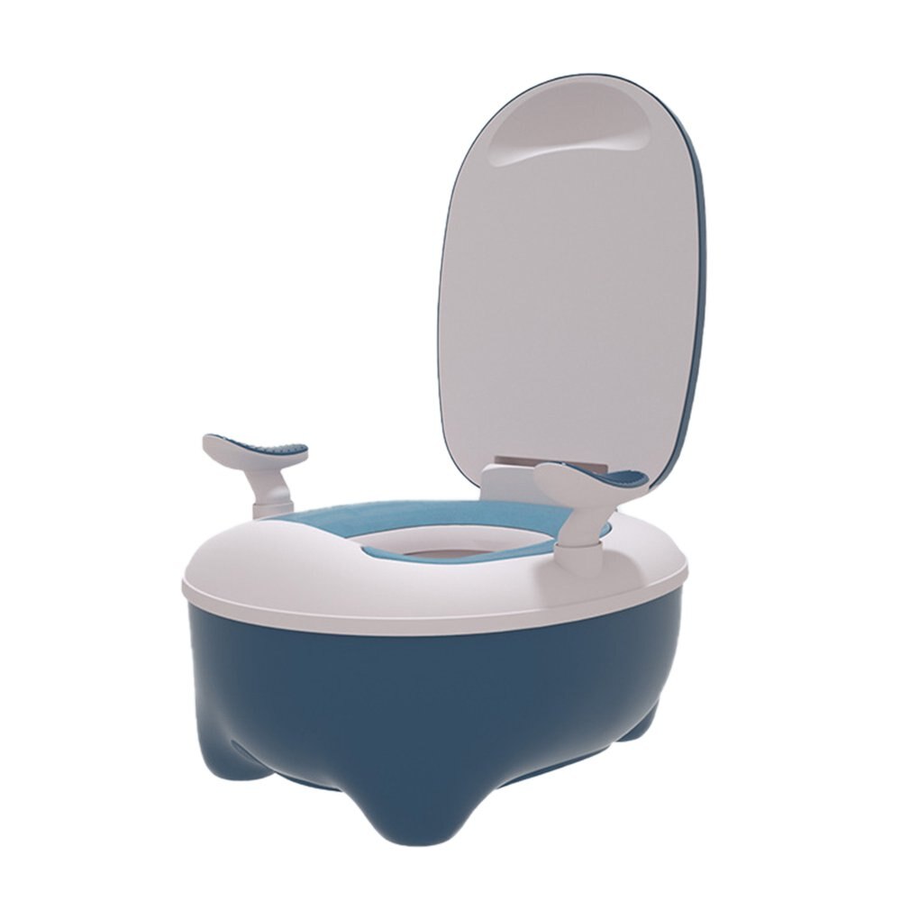 Toilet for Kids Portable Baby Pot Kids Potty Training Infant Cartoon Bedpan Comfortable Backrest Toilet Bowl Pots toilet seat: Blue