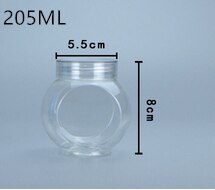 Botellas Vacías pequeñas de plástico transparente para alimentos, envases de condimentos, tarro transparente, almacenamiento para el hogar, 100ML, 150ML, 50 unidades: 205ML 50PCS