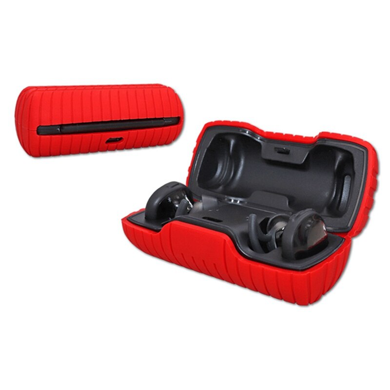 2x coques de protection en silicone pour casque bluetooth sans fil bose soundsport free avec interface de charge (rouge et noir)