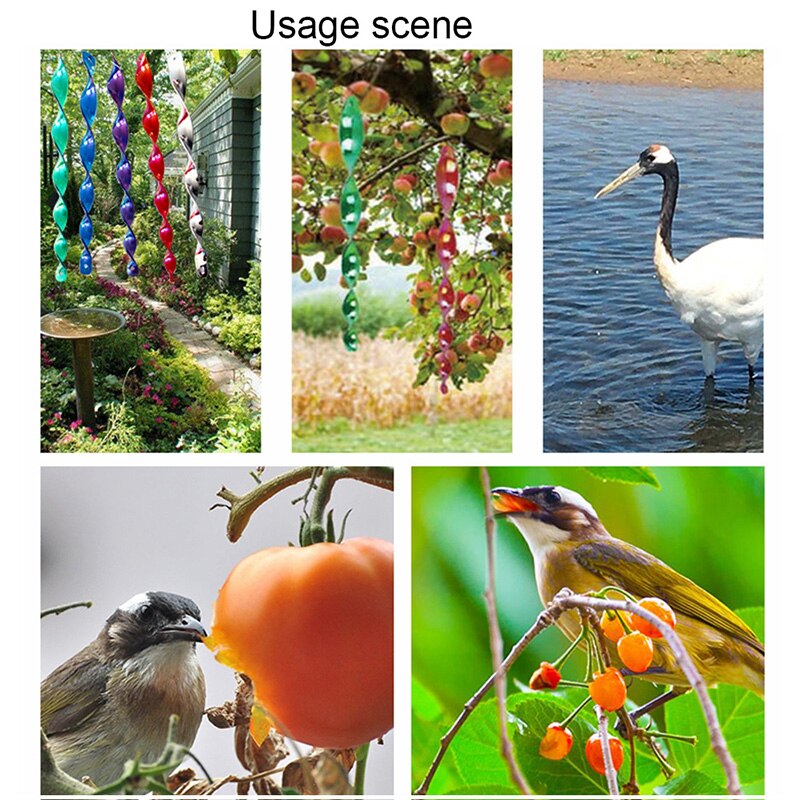 4Pcs Hanging Protect Crop Deterrent Repellent Pigeons Reflective Safe Bird Scare Rod Garden Spiral Outdoor Portable