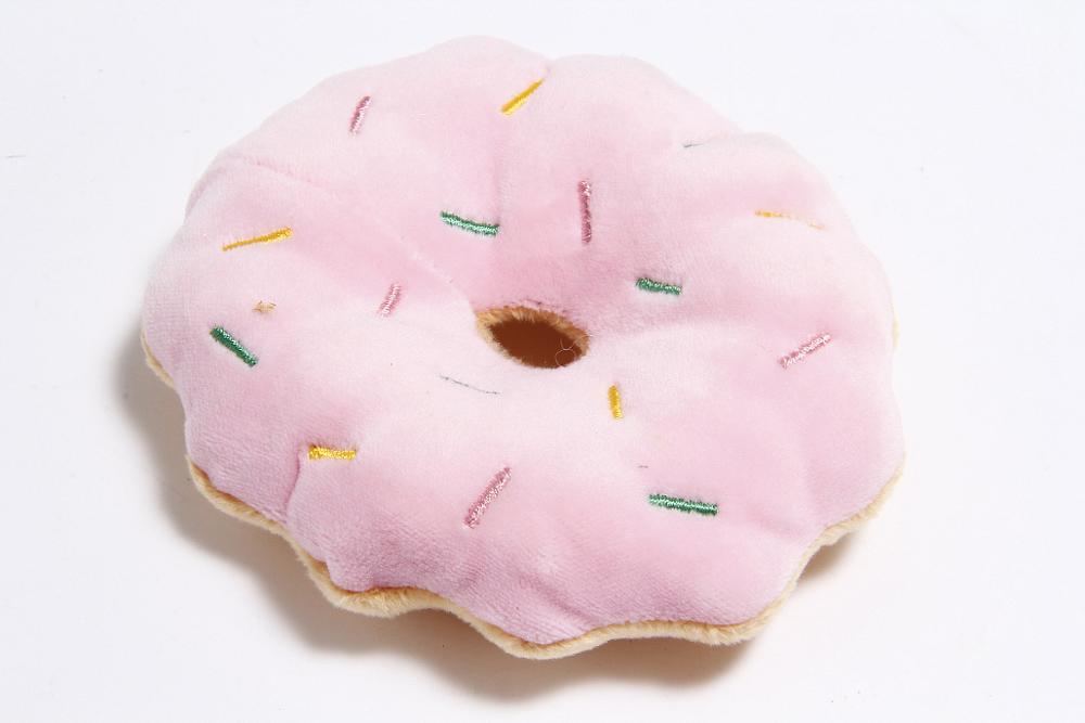 1pc Sounding Welpen Hund Kauen Spielzeug Obst Gemüse Huhn Trommel Knochen Squeak Spielzeug für Katze Haustiere Plüsch Rot Pfeffer aubergine Rettich: pink donut