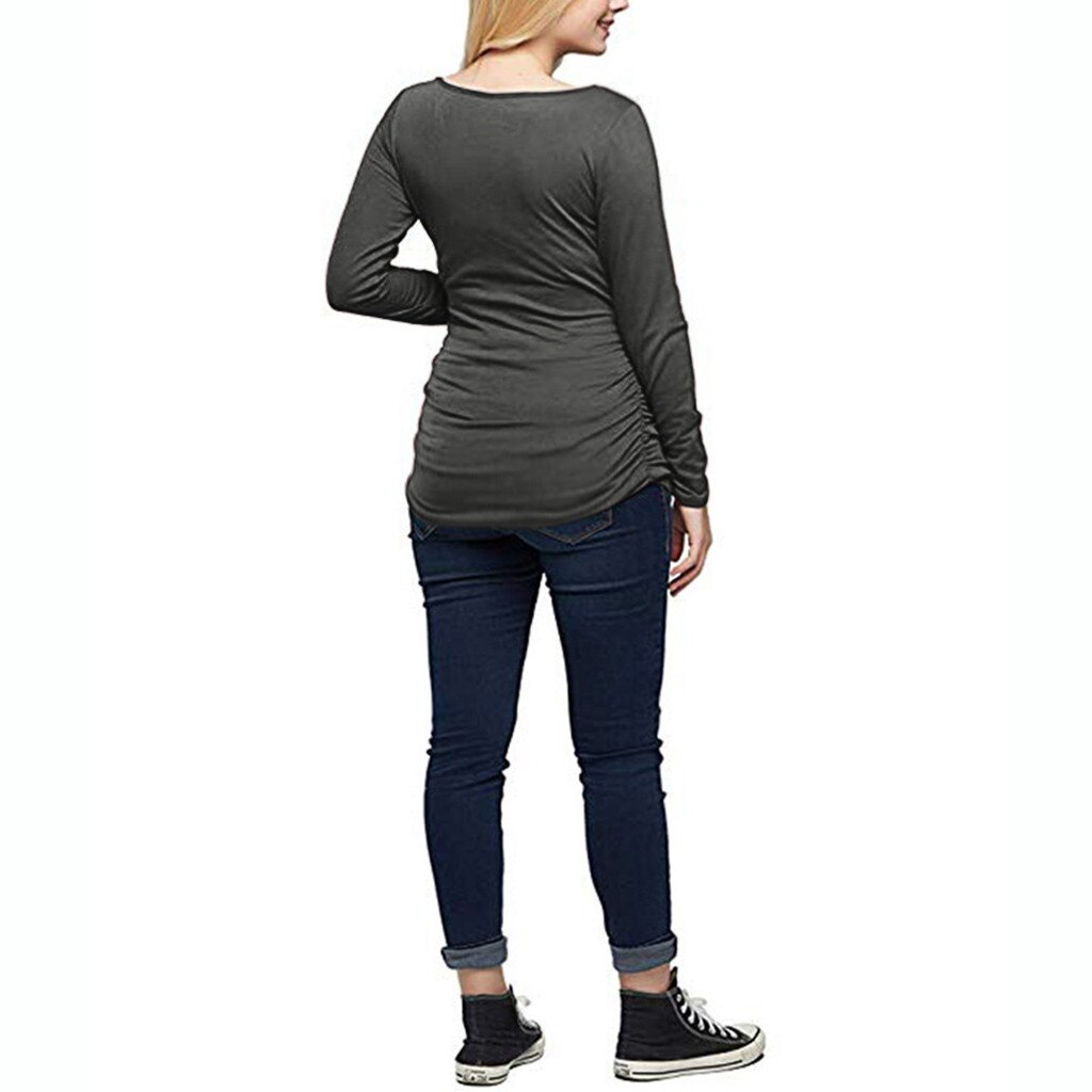 Simple Women Motherho maternity clothes Tops Flattering Side Ruching pregnant clothes T-Shirt Blouse ropa embarazada#GH