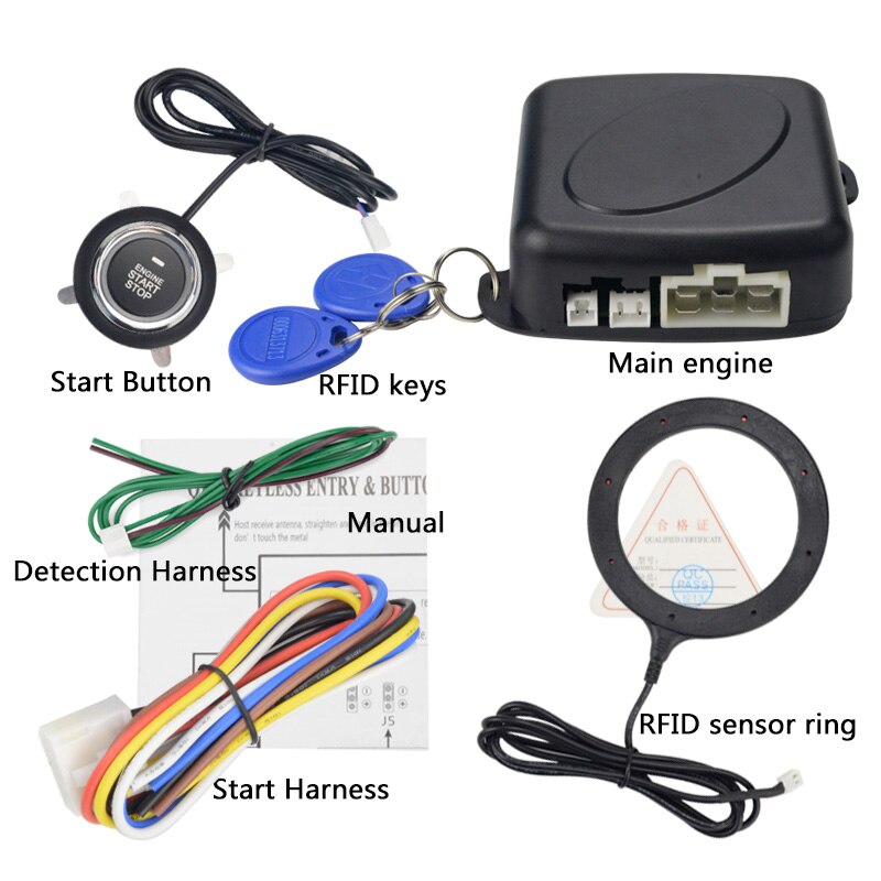 12v one START STOP button engine starter Keyless Entry with RFID Lock car start system autostart: Model 2