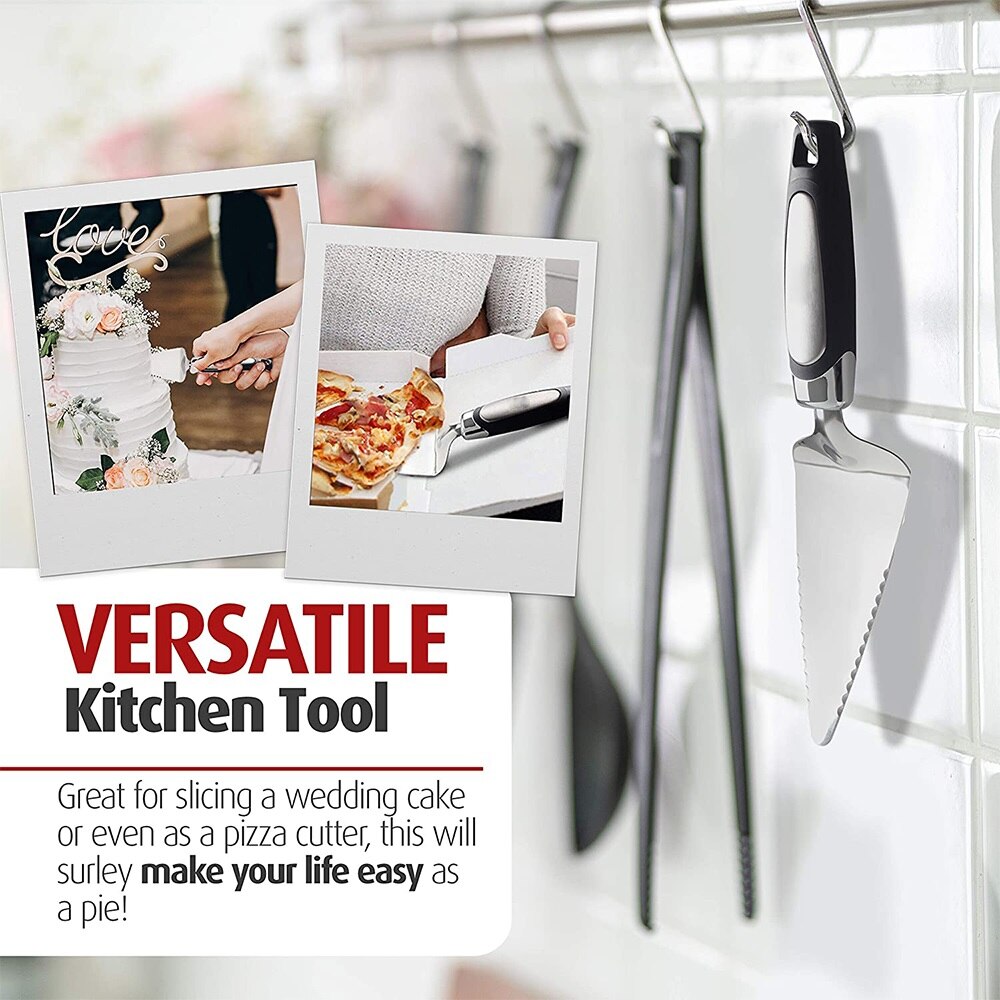 1Pcs Pizzasnijder Mes Gekarteld Edge Cake Cutter Pizza Server Met Rubberen Handvat Voor Pie Pizza Wafel cookies