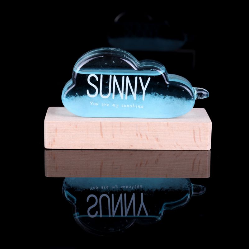 Stylish Desktop Weather Forecast Water Glass Bottle With Base Barometer Bottles Weather Station: L2