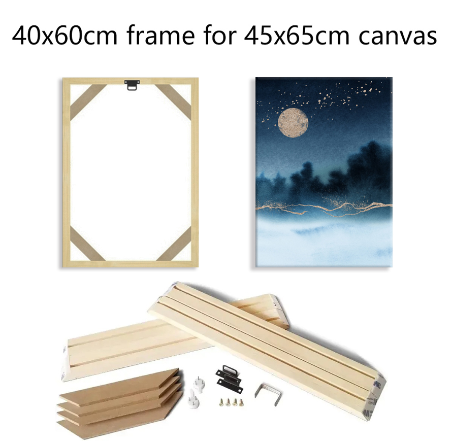 40x60cm DIY Wooden Frame For 45x65cm Canvas Prints Diamond Painting Frame Kit Picture and Poster Wood Bars Wall Frame Home Decor