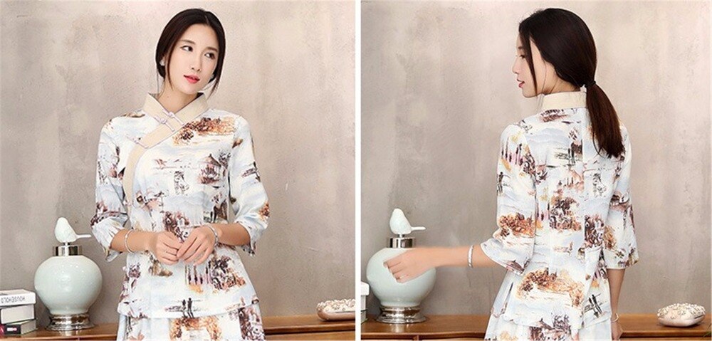 Shanghai Verhaal Chinese Traditionele Zomer Top Vintage Vrouwen Blend Linnen Blouse Shirt Chinese Blouses Voor Lady Hanfu Tops