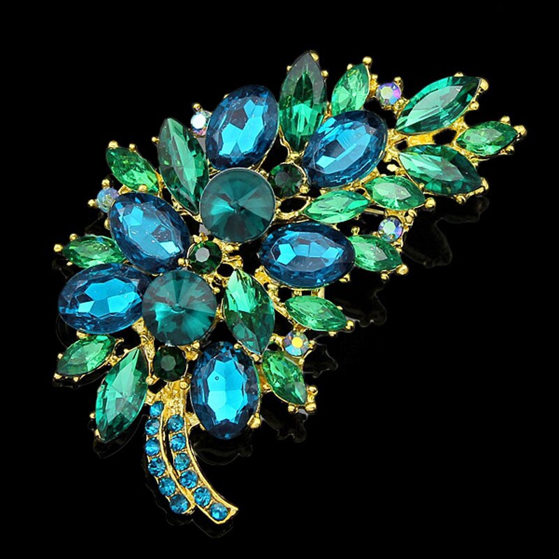 Big Size Volledige Crystal Accessoires Kleine Bloem Cluster Blad Paars Broches voor Vrouwen Bruidsboeketten Goud Kleur Broche Sieraden: A