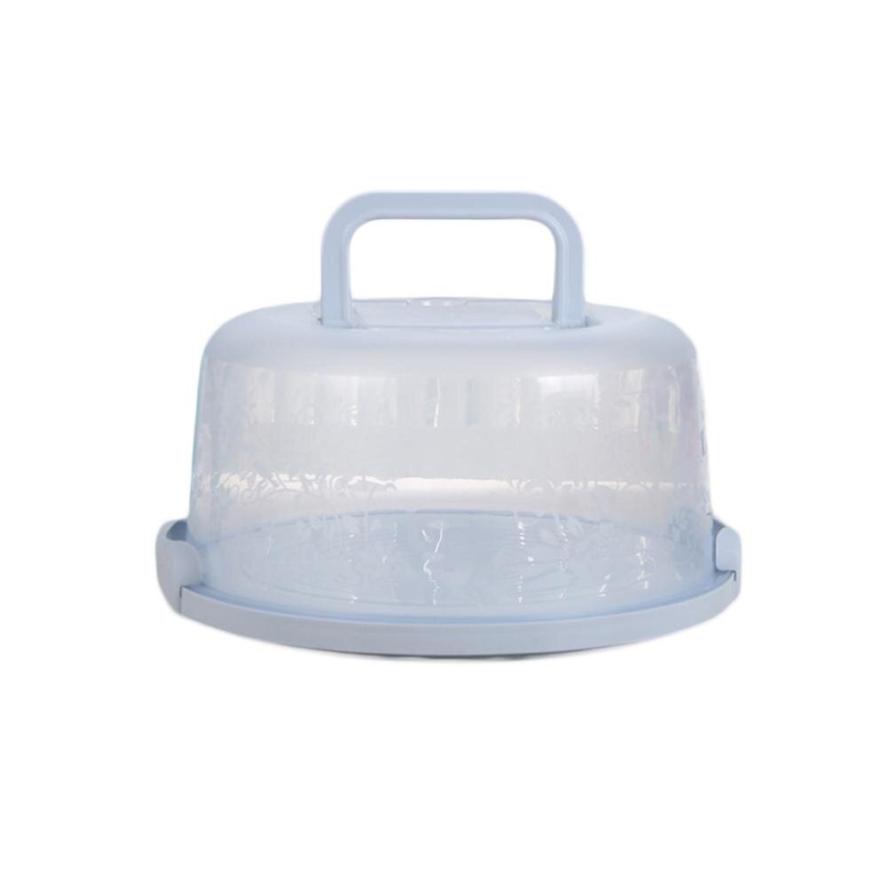 Portable Round Birthday Cake Dessert Fruit Storage Carrier Box Container Case: Blue