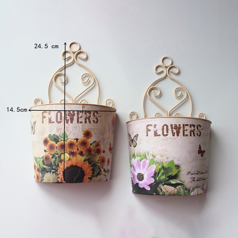 Garden Supplies Plastic Wall Hanging Flower Vase Pot Vintage Planter Flower Hanging Vase Garden Home Decoration Flower Basket