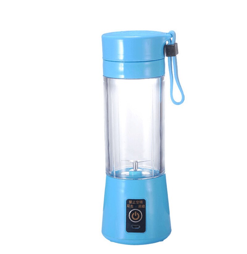 Portable USB Juicer Mini Blender Electric Juicer Machine Fruit Blender Mini Food Processor Personal Lemon Squeezer Juice Maker: blue / 4 blades