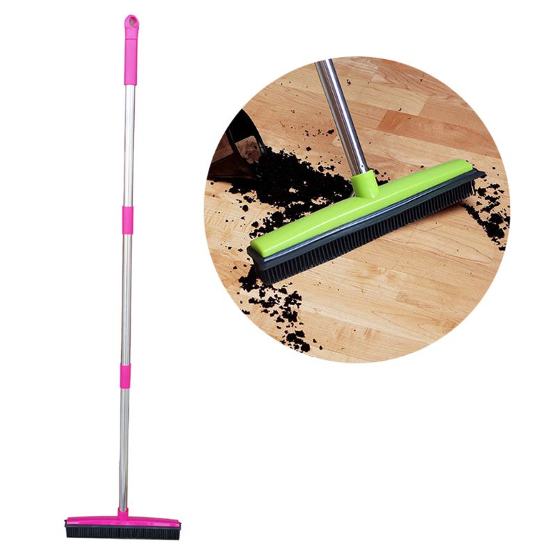 Pet Hair Removal BroomTelescoping Handle That Extends Push Broom Carpet Sweeper with Squeegee Adjustable Long Handle