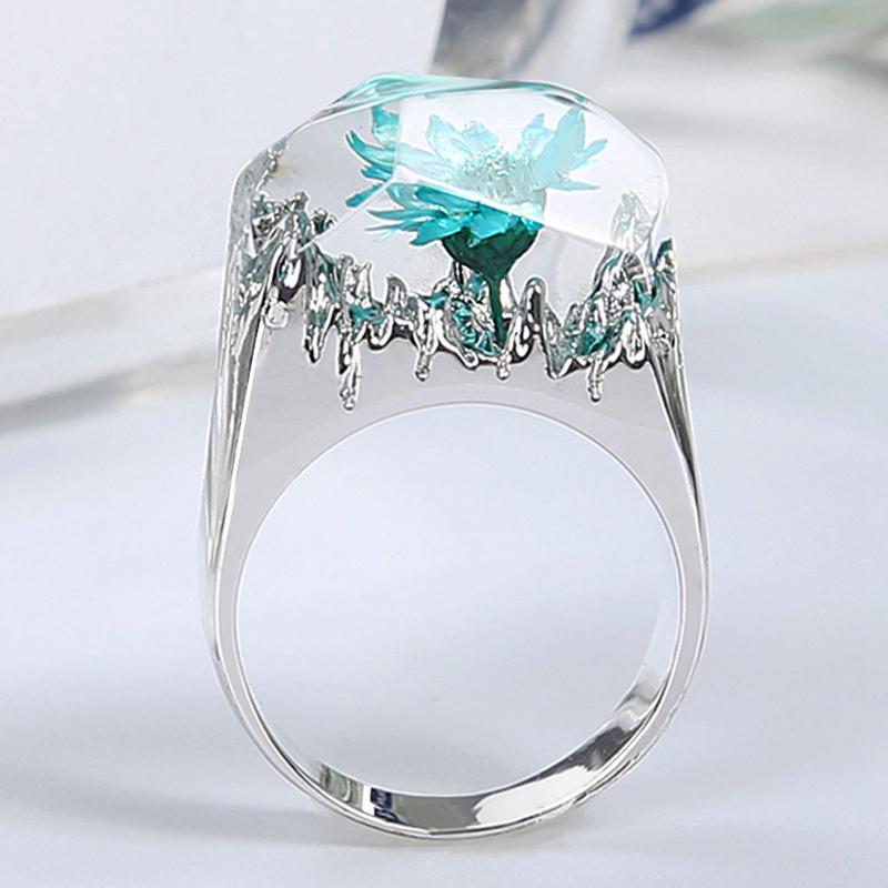 Anel Fazer Jóias Molde de Silicone Transparente Secas Flor Resina Artesanato Decorativo DIY Anel Fazendo Resina Epóxi Molde de Silicone