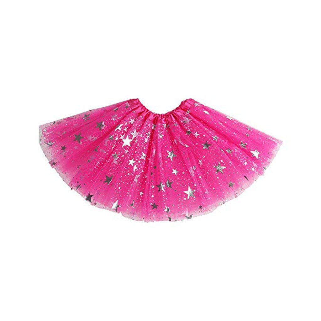 Mimi paillettes bébé filles jupe enfant en bas âge enfants Tulle princesse jupe étoiles imprimer couleur unie Tutu jupe Costume jupe décontractée: C