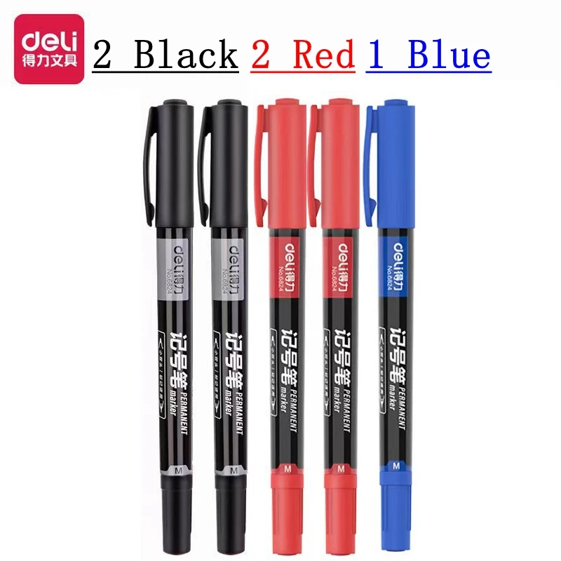 Deli 5/9pcs Twin Tip Permanent Marker Pens 0.5-1.2mm Nib Waterproof Ink Oily Black Ink Fine Point Paint Marker Pen Stationery: Light Grey