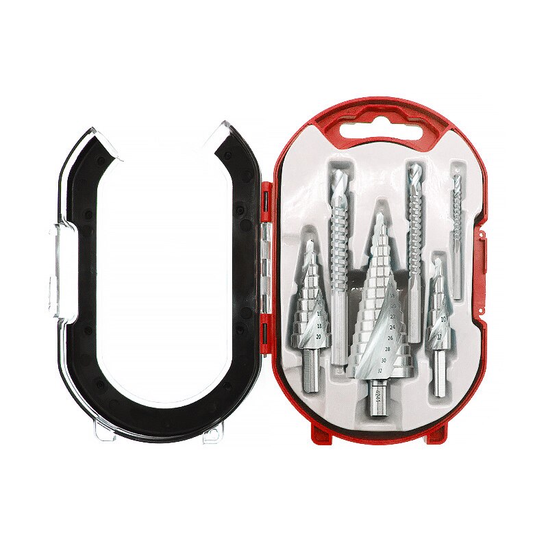 Stegborr och borr-fräs 6 st/set.försänkning för metall/trä，borr för metallkon 32mm, -stegs ljus: Flisa