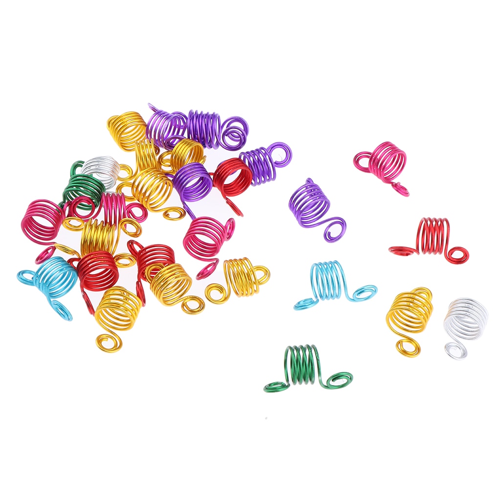 6 Colors Aluminum Hair Cuffs Braiding Beads Twisted Hair Coil Dreadlocks Wraps 30Pcs Hair Dreadlocks Bead Hair Aluminum Rings