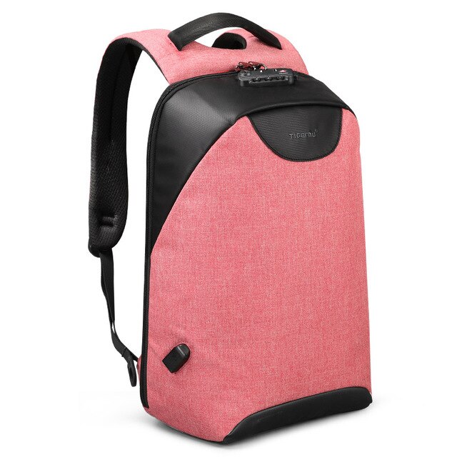 TSA Lock 15.6 inch Women Anti Theft Travel USB Female Backpacks for Teenagers Waterproof School Vintage Female Mochilas: Pink