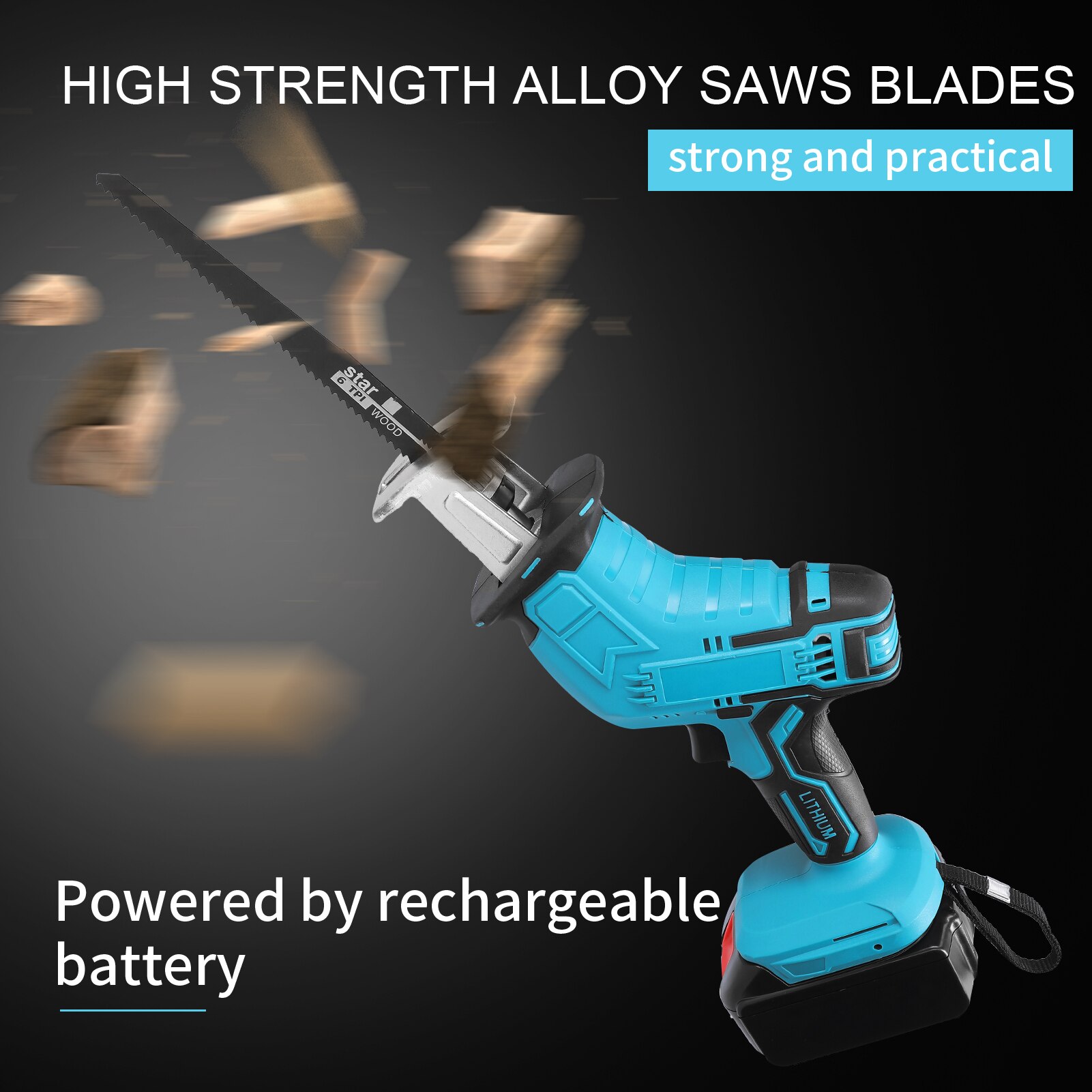 Cordless Reciprocating Saw Adjustable Speed Electric Saber Saw Portable for Wood Cutting Chainsaw Cutting Reciprocating Saw