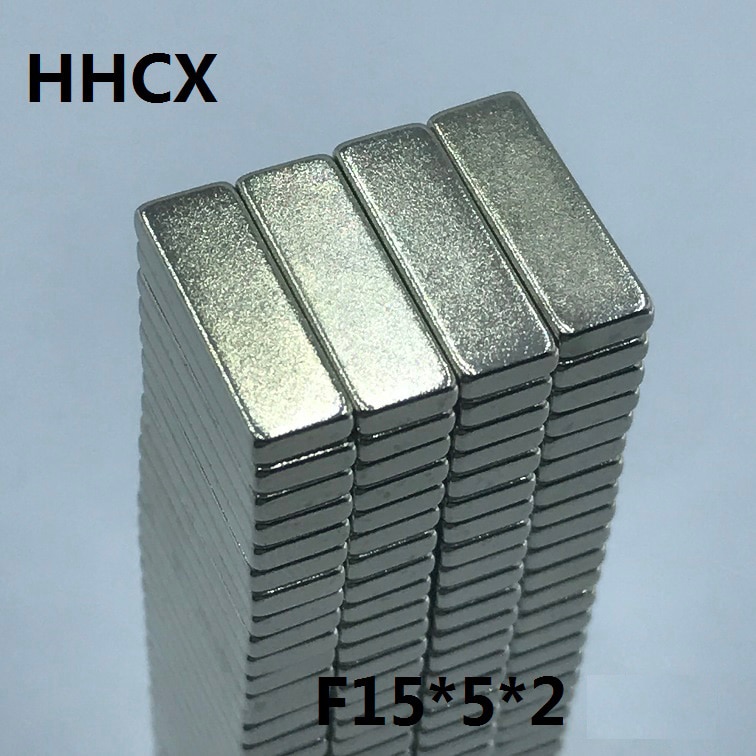 100 stuks/partij magneet 15 x 5 x 2 n35 sterke vierkante ndfeb zeldzame aarde magneet 15*5*2 neodymium magneten voor moto