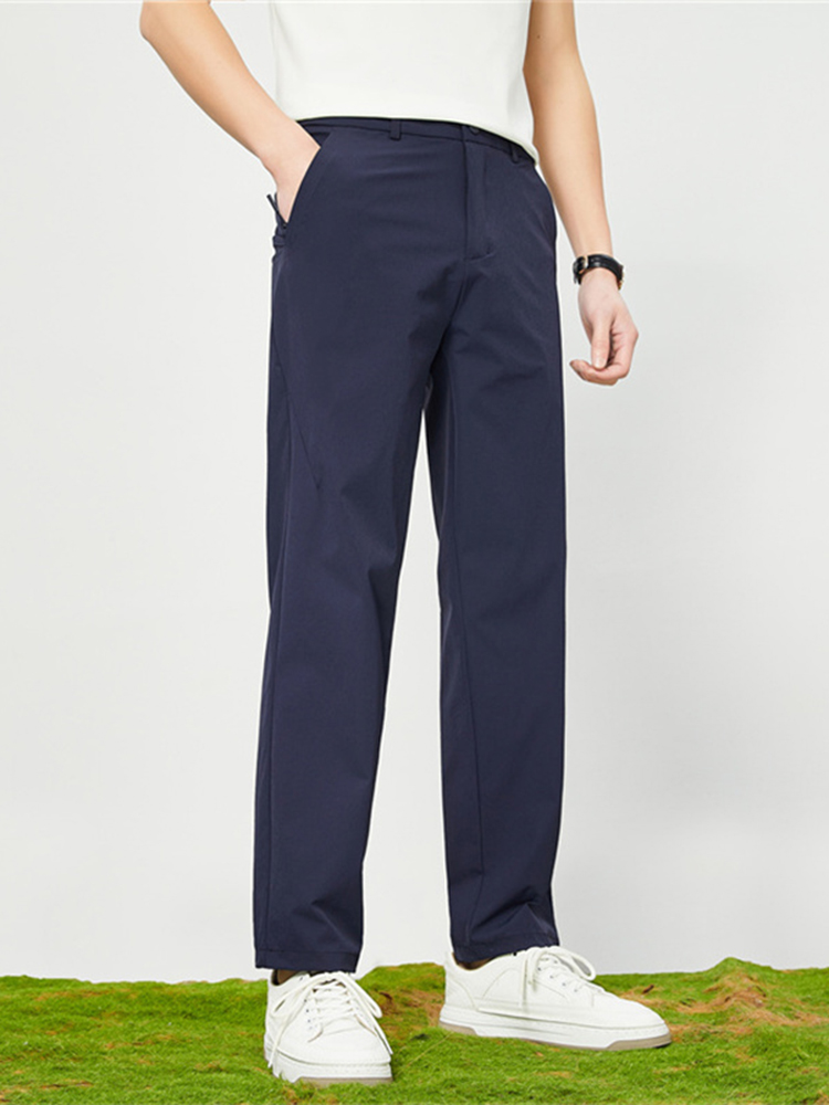 Pantalones informales de secado rápido para hombre, pantalones de Golf elásticos de nailon y LICRA ligeros, pantalones de seda helada con 4 bolsillos con cremallera, verano: XXXL / Azul oscuro