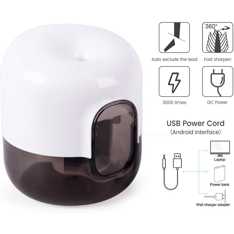 Elektrisk blyantspidser, automatisk blyantspidser til ingen .2/ farveblyanter  (6-8mm),  autostop