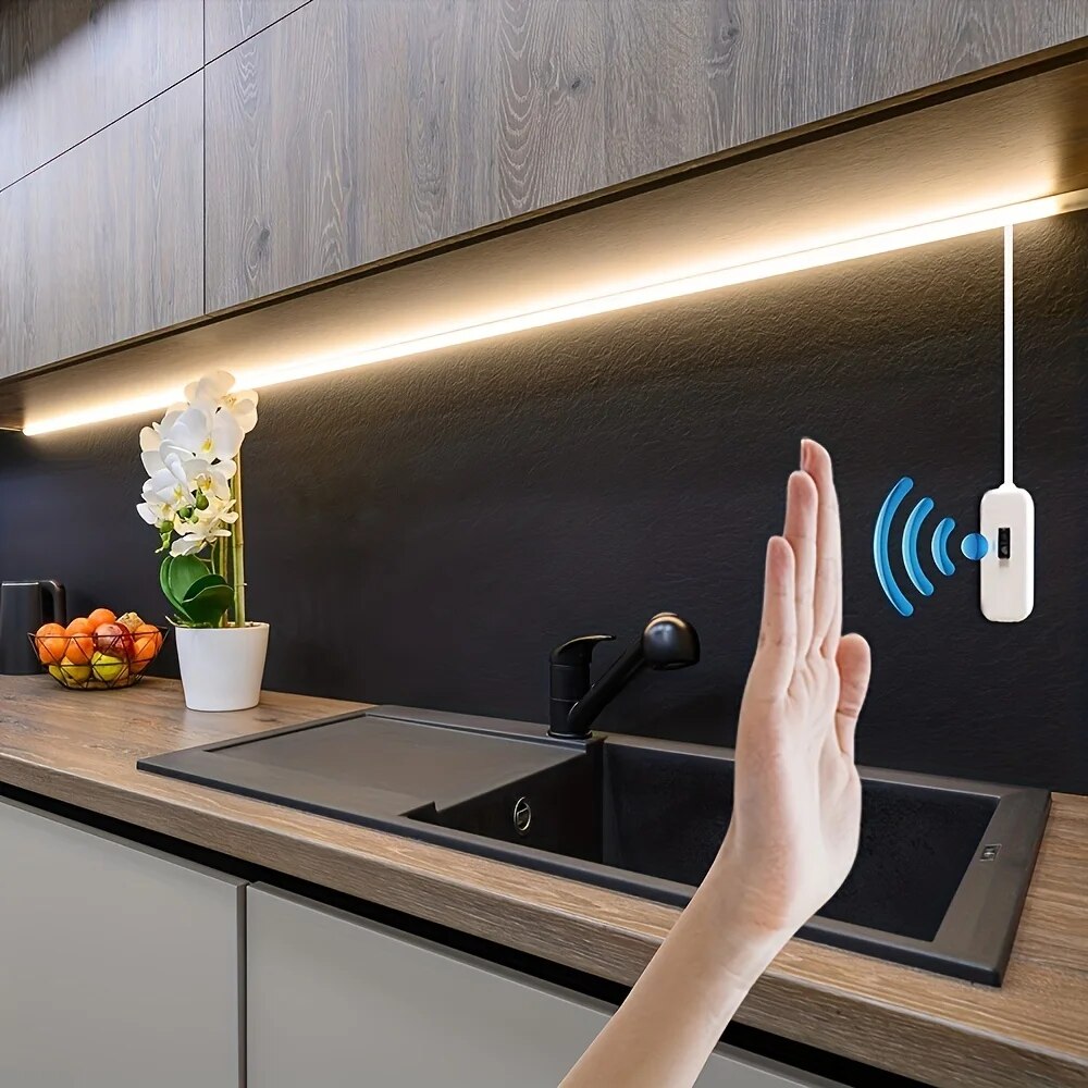 Hand Sweep LED Strip Lights 1M 2M 3M 5M LED Strip with Hand Sweep Motion Sensor Switch for Kitchen Stairs Wardrobe