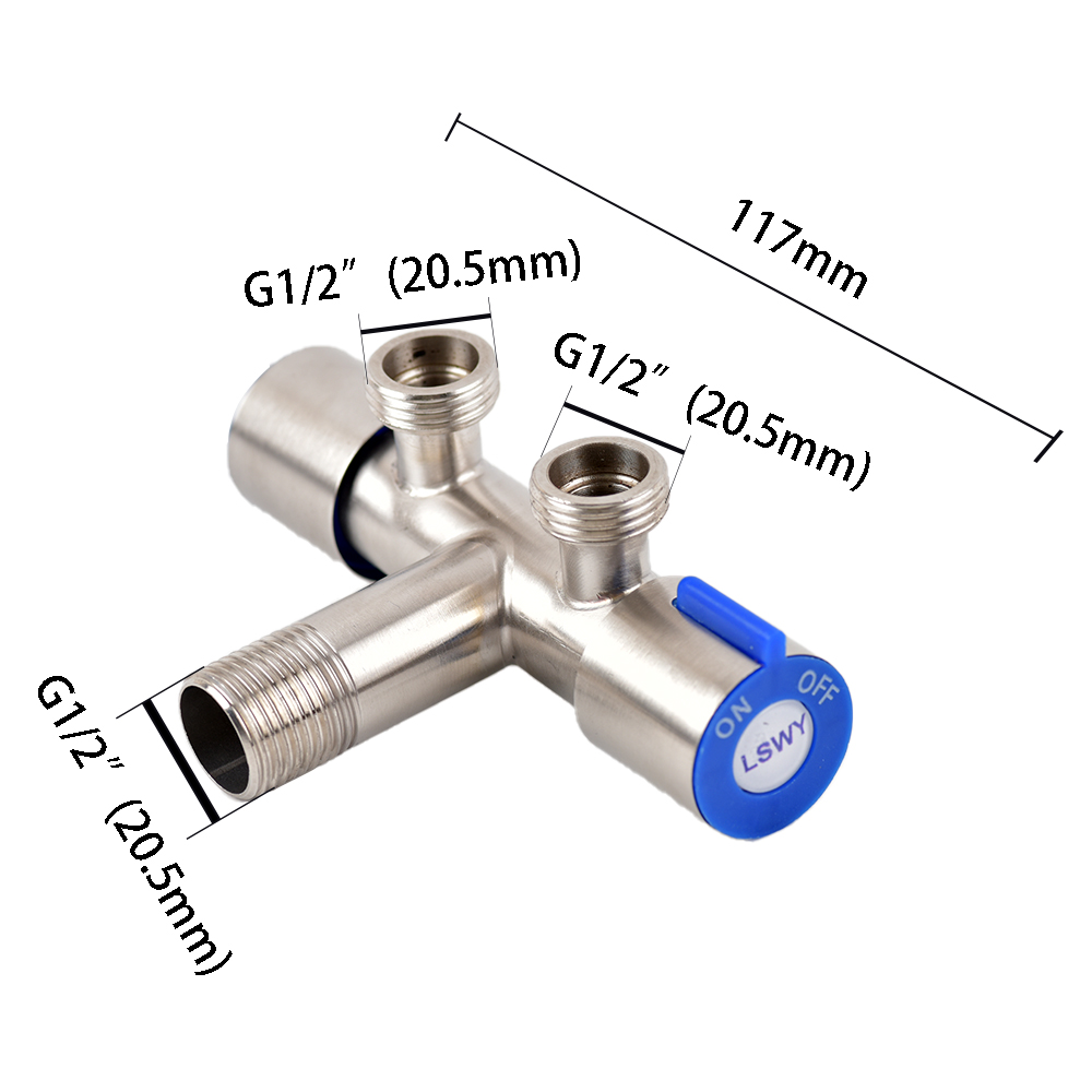 Vandfordeler til køkken/badeværelse 1/2" - Fleksibel rustfri flettet slange: Hvid