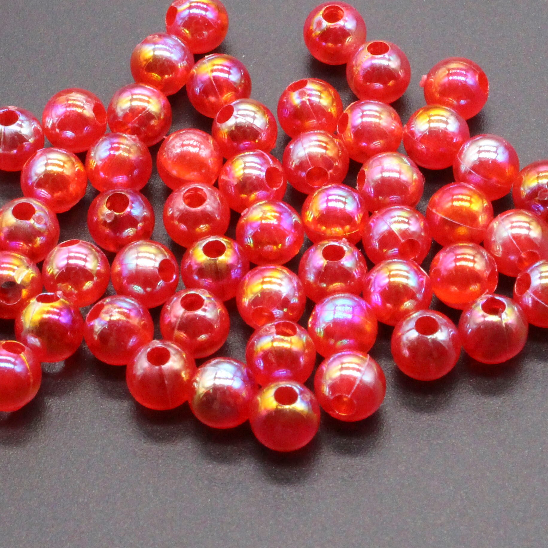 200Pcs 6Mm Licht Roze Transparant Ab Ronde Ball Spacer Kralen Voor Sieraden Maken Diy Sieraden Accessoires: Rood