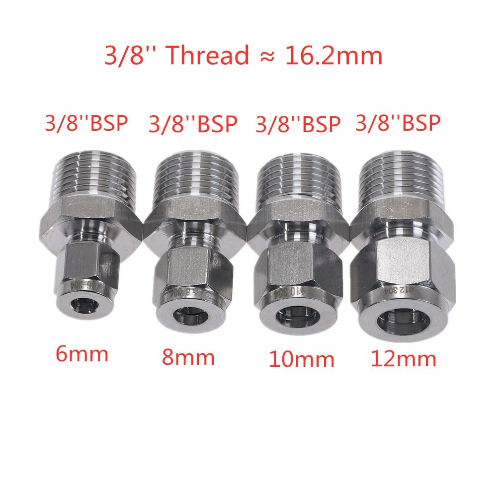 Steel Straight Conversion Adapter Fittins 304 SS Pipe Fitting Tube DSJ-M,YDF-LOK,LOK, Ferrule Connector 1/8’’ 1/4&#39;&#39; 3/8&#39;&#39; 1/2&#39;&#39;