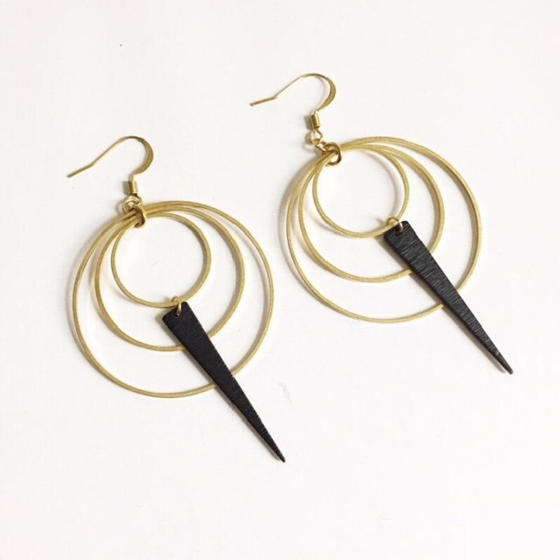 Modernist Metal Loop Earrings Phase Boho Hippie Statement Summer Long Creativity Jewelry Minimalism Women: black