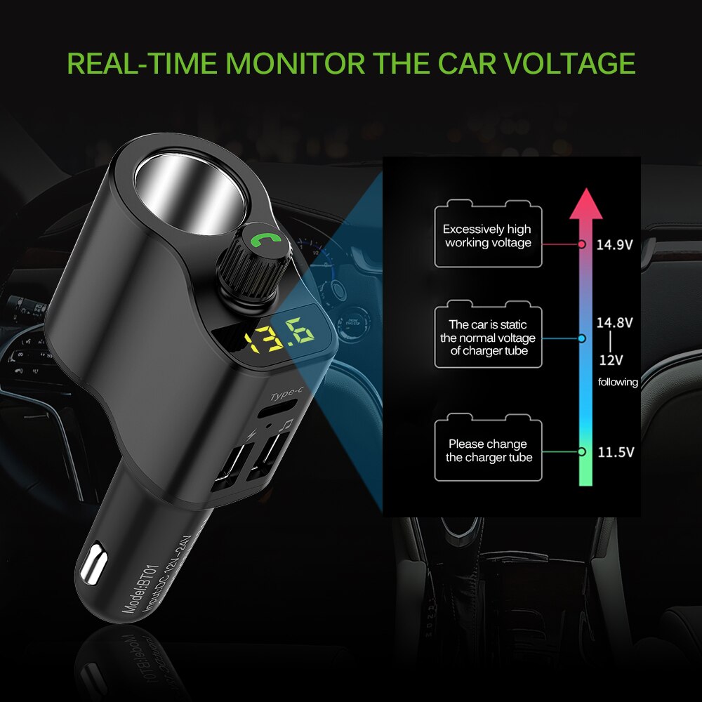 Auto usb mobiele telefoon snellader dual port radio snellader tablet handsfree fm modulator zender bluetooth  mp3 spelers