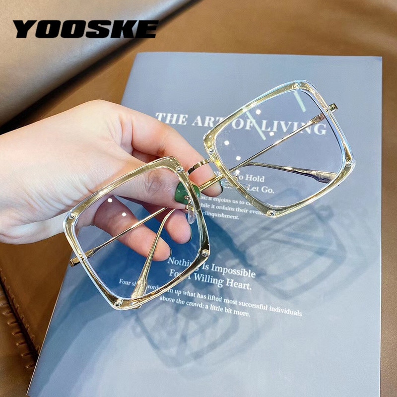 Yooske Anti Blauw Licht Brilmontuur Oversized Mentale Brillen Vrouwen Mannen Brilmontuur Bril Transparant Frames