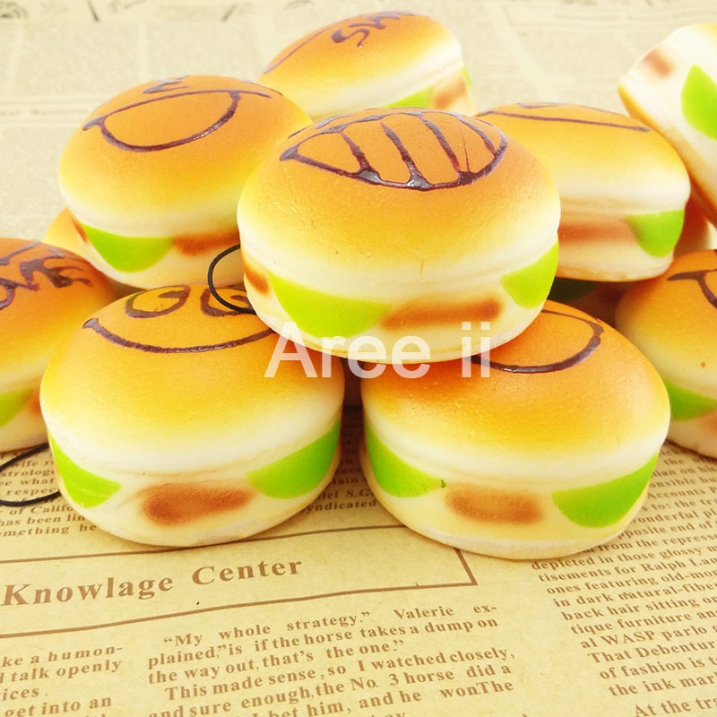 30PCS Mini 5CM Expression Squishy Hamburger Soft Bread Scented Buns Toys Simulation Food Collectibles