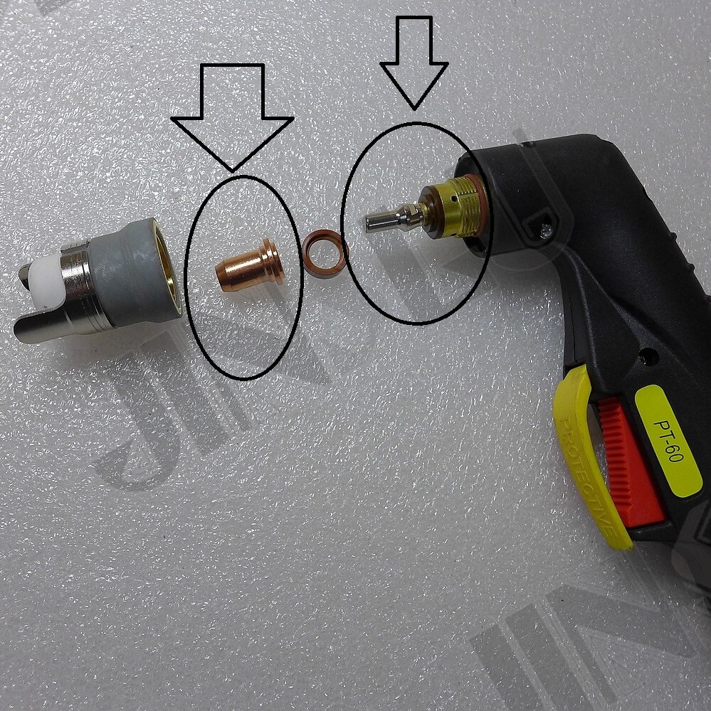 20 Pcs Plasma Torch Electrodes & Tips For PT60 PT-60 IPT-60 - 0.6mm Plasma Cutting Consumables | 52582 51313 Replacement