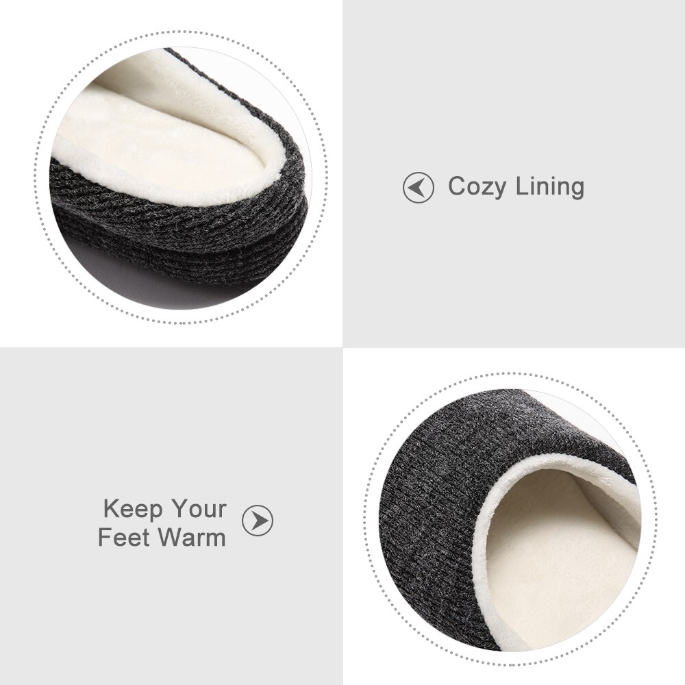 Hjemmesko til mænd memory foam åndbar strikket bomuld slip-on træsko skridsikre indendørs/udendørs sko