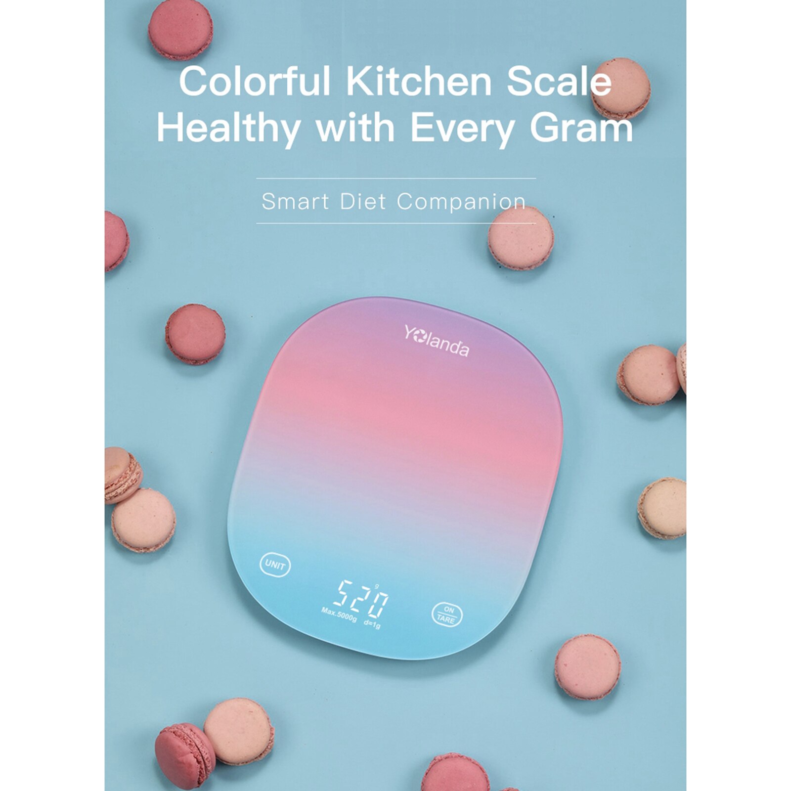 1pc 5Kg x 1g Digital Kitchen Scale Diet Food Weight Touch Screen - Blue Pink