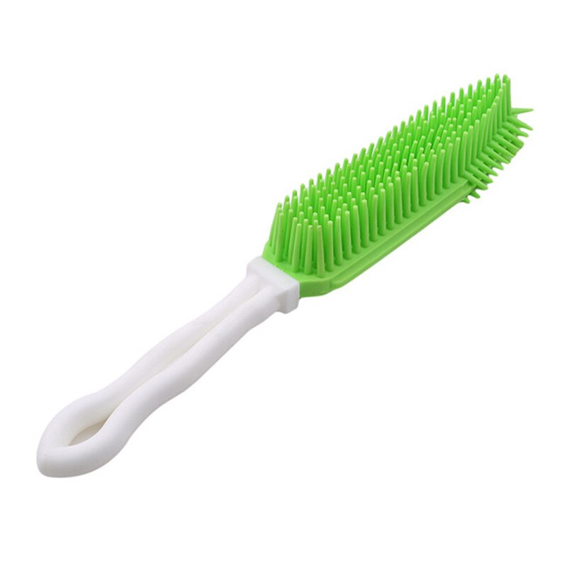 Perro cachorro gato pelo cepillo para el baño de silicona suave cabello pegajoso herramienta Animal PEQUEÑO masaje herramienta: green