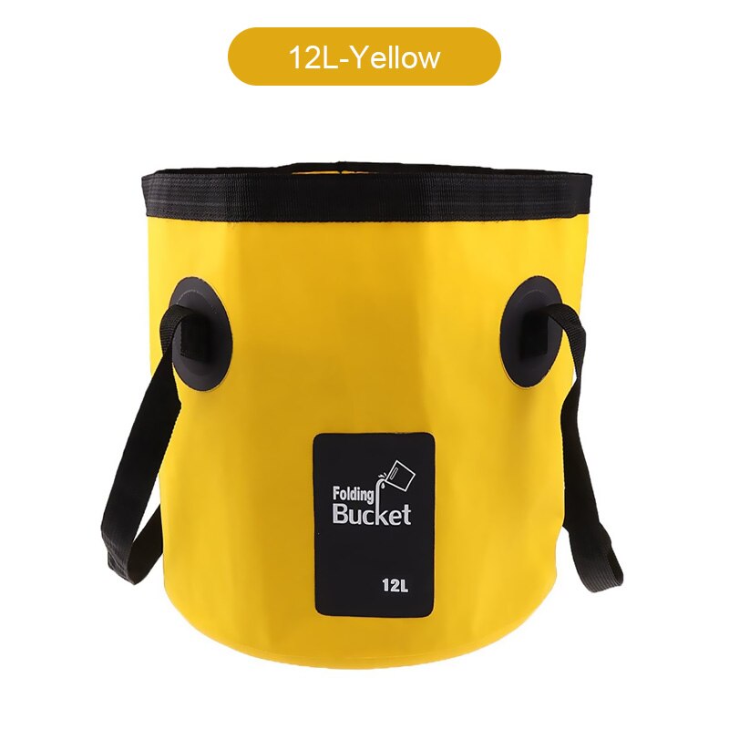 20L 12L Folding Bag Water Bucket Storage Container Water Carrier Waterproof Bags Portable For Outdoor Fishing Hiking Camping: Yellow 12L