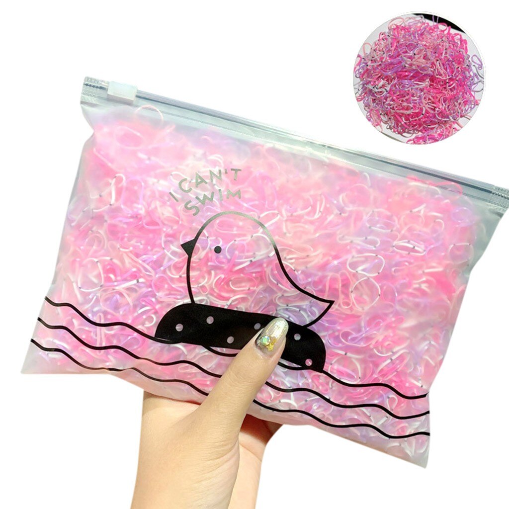 1000 / Pack fille coloré jetable élastique élastique cheveux bande Silicone Bracelets activités petits fête #40: L