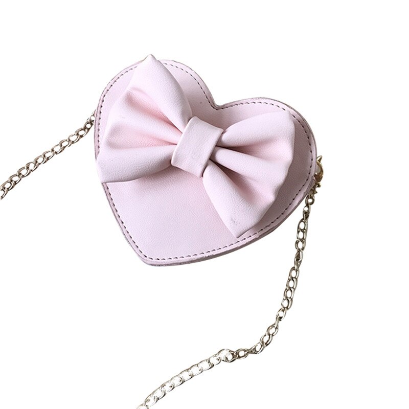 freundlicher Mädchen Nette Bowknot Herz bilden Reißverschluss Schulter Tasche Geldbörsen Stilvolle Pu Leder Mini Umhängetasche für freundlicher: Rosa