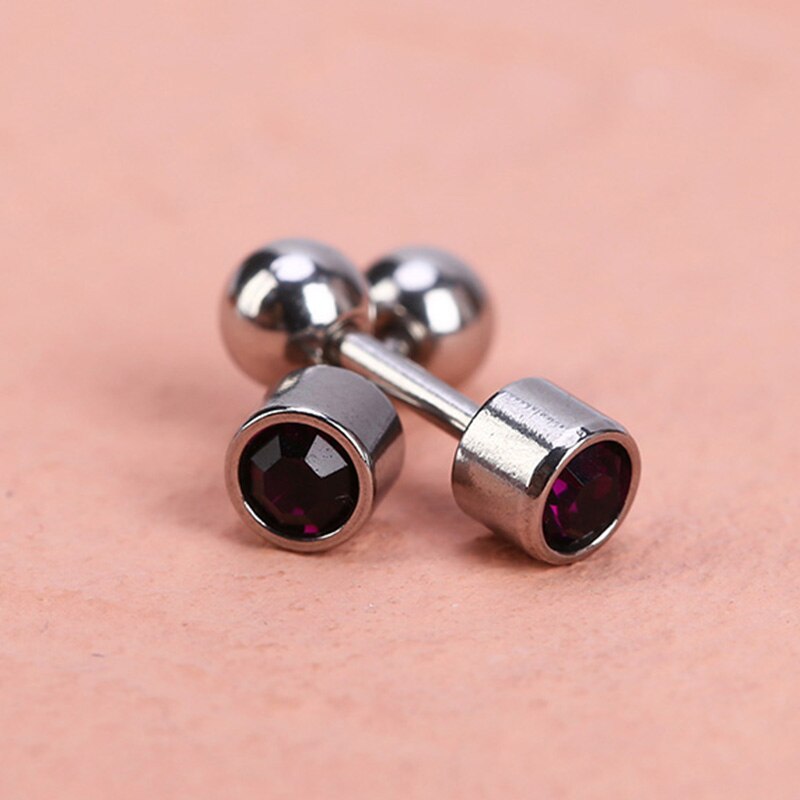 1 paar Medizinische Edelstahl Kristall Schraube Runde Ball Stud Ohrringe Ohr Knochen Nagel Knorpel Ohrring Ohr Piercing Körper Schmuck: Color 5
