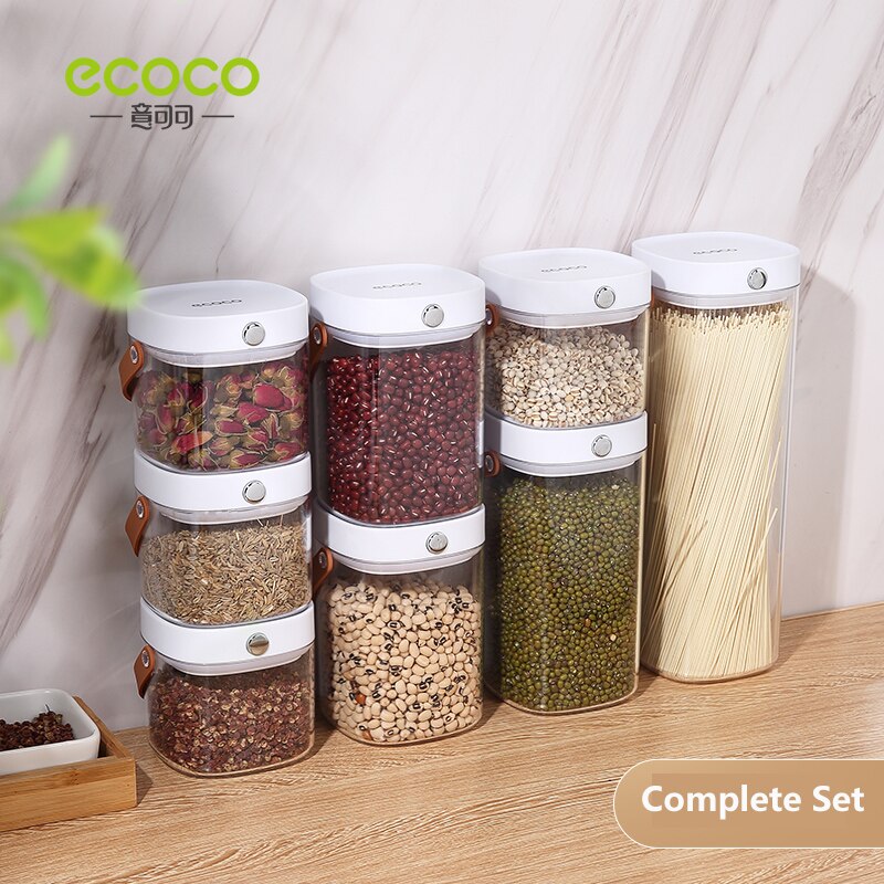 ECOCO Airtight Food Storage Container Portable Sealed Jar with Handle BPA-Free Stackable Food Canisters for Pantry Organizer