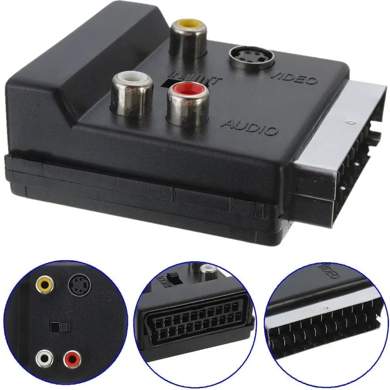 1 Stuks 21pin Scart Naar 3 Rca S-Video Adapter Composiet Rca Svhs S-Video Av Tv Voor Video Dvd Recorder Projector Televisie