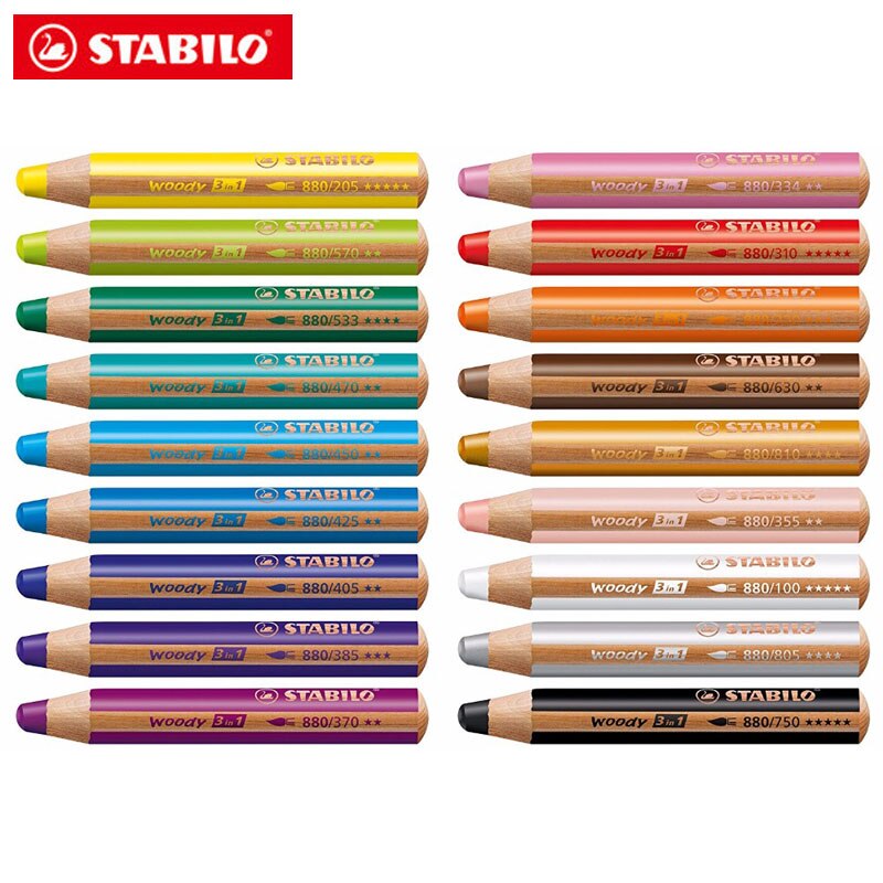 6/10/18PCS German STABILO Invincible Colour Crayon 886 Ultra Coarse Water Soluble Colour Brush Set