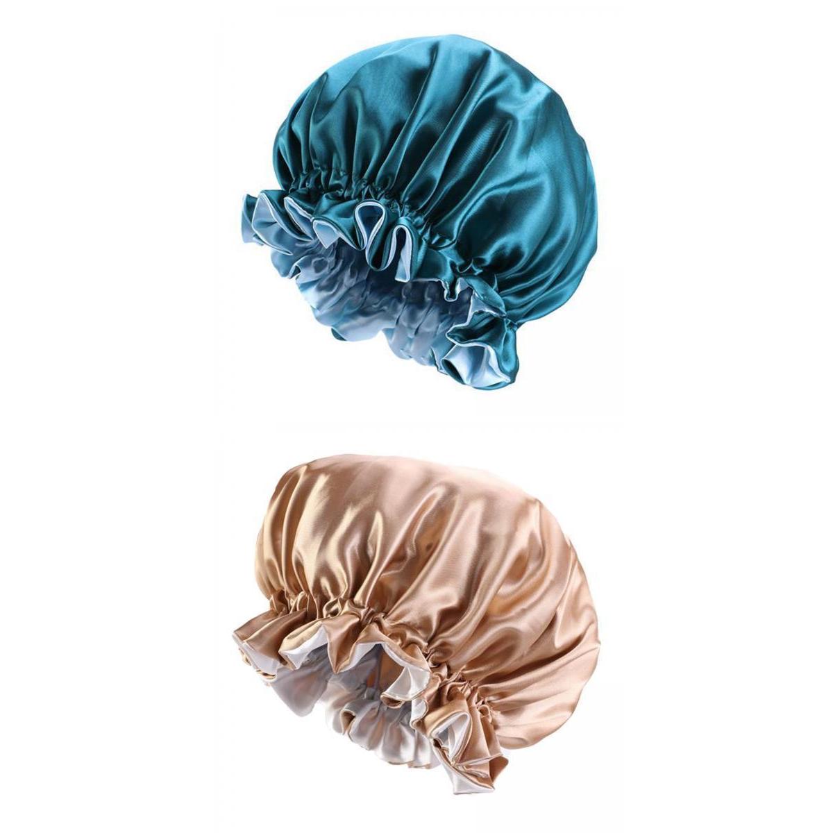 2pc Satin Bonnet Sleep Bonnet Cap Double Layer Sleeping Hair Bonnet
