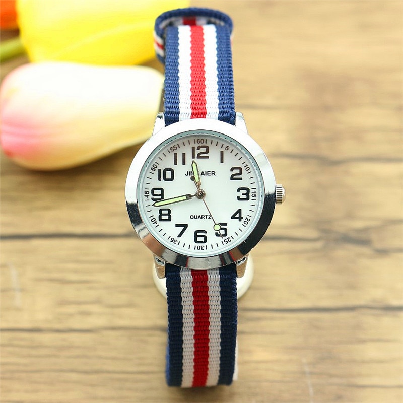 simple boys and girls learn to time number quartz watch kids luminous hands tutor nylon sports Dibujos de reloj