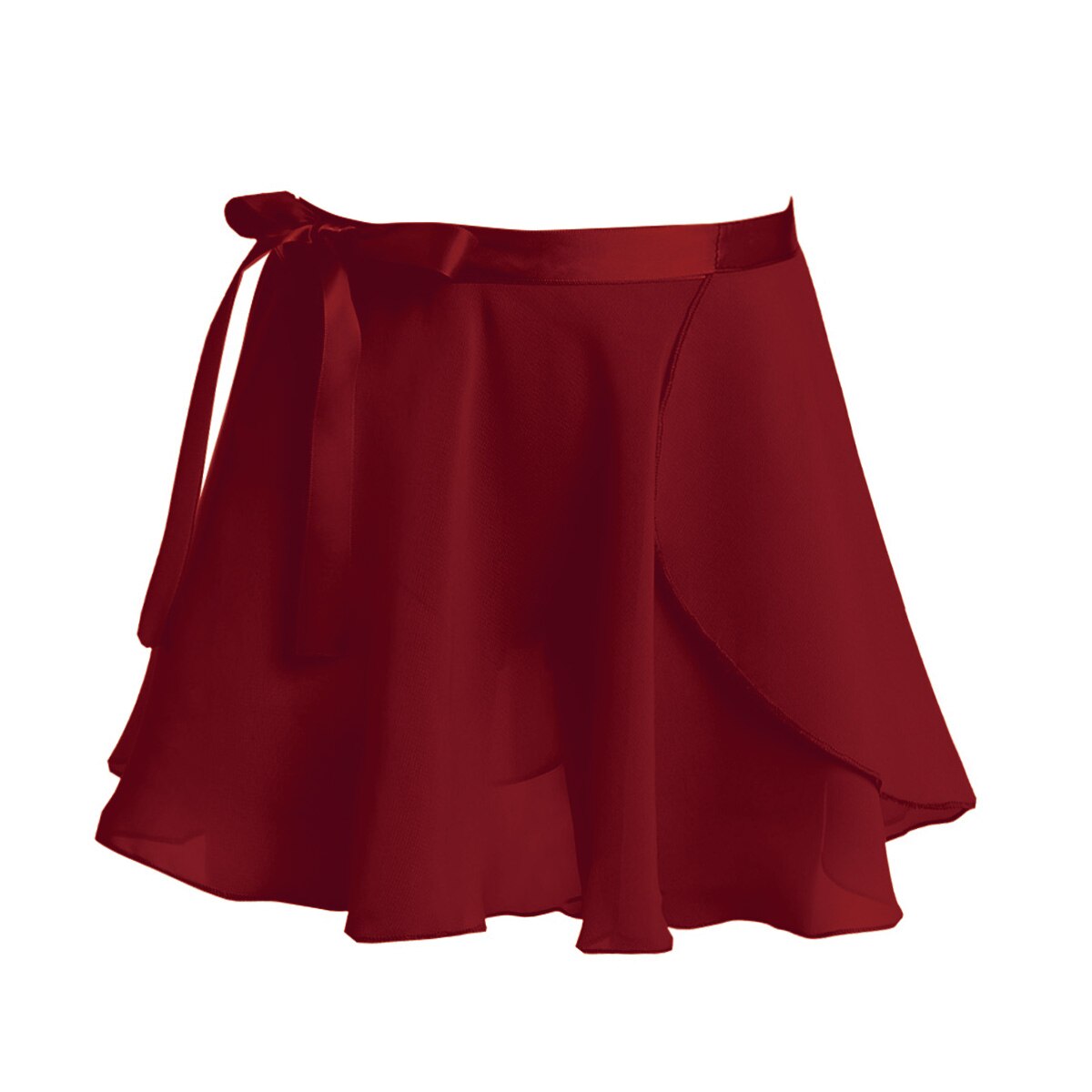IIXPIN-Falda envolvente de Ballet para niñas, falda tutú básica clásica de gasa con lazo en la cintura: Burgundy / S