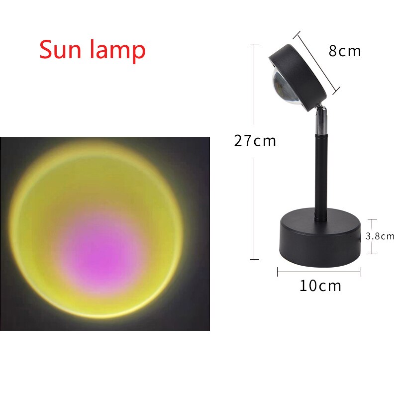 Sunset Rainbow Projector Night Lights Usb Led Table Lamp Projection Led Lamps Bedroom Coffee Wall Decoration Atmosphere Light: Sun lamp